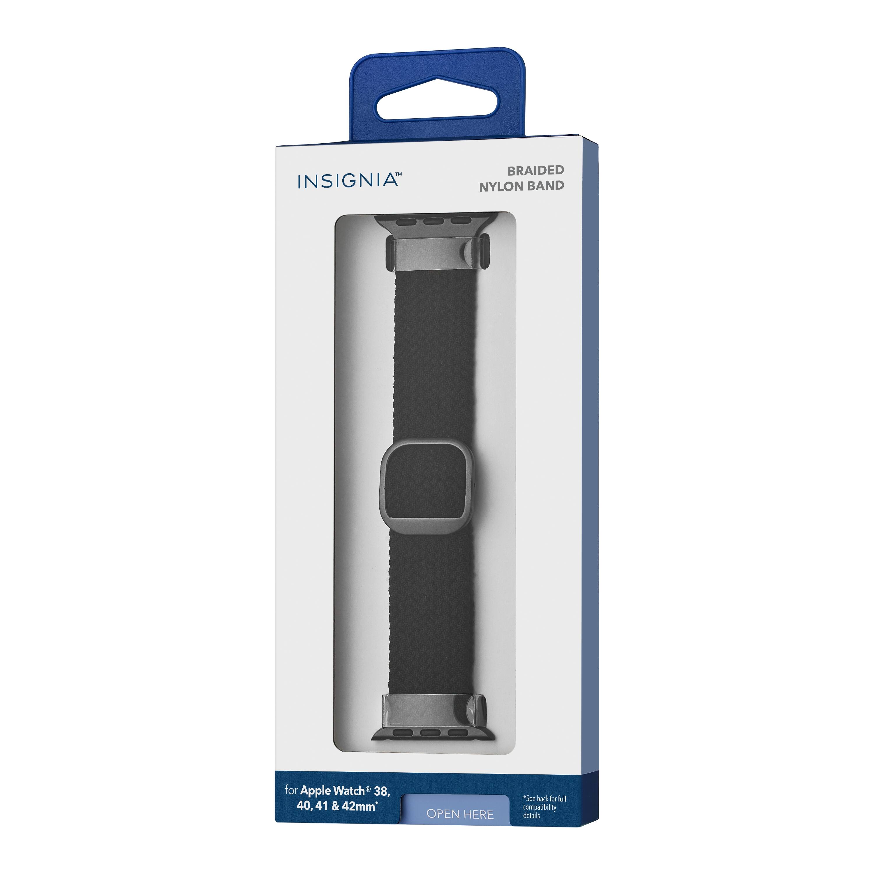 INSIGNIA™  
BRAIDED NYLON BAND  

for Apple Watch 38, 40, 41 & 42mm  

OPEN HERE  

*See back for full compatibility details*