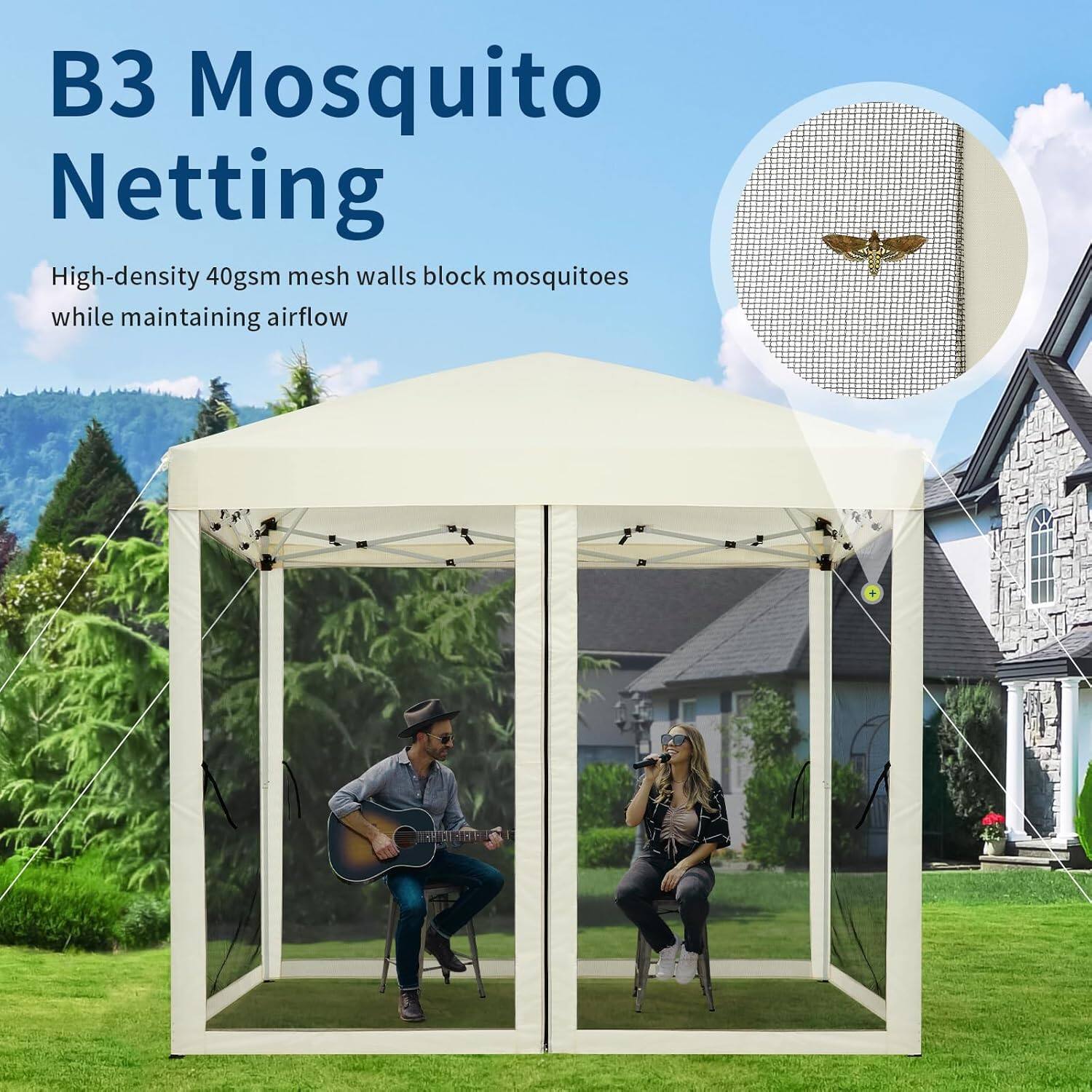 B3 Mosquito Netting

High-density 40gsm mesh walls block mosquitoes while maintaining airflow