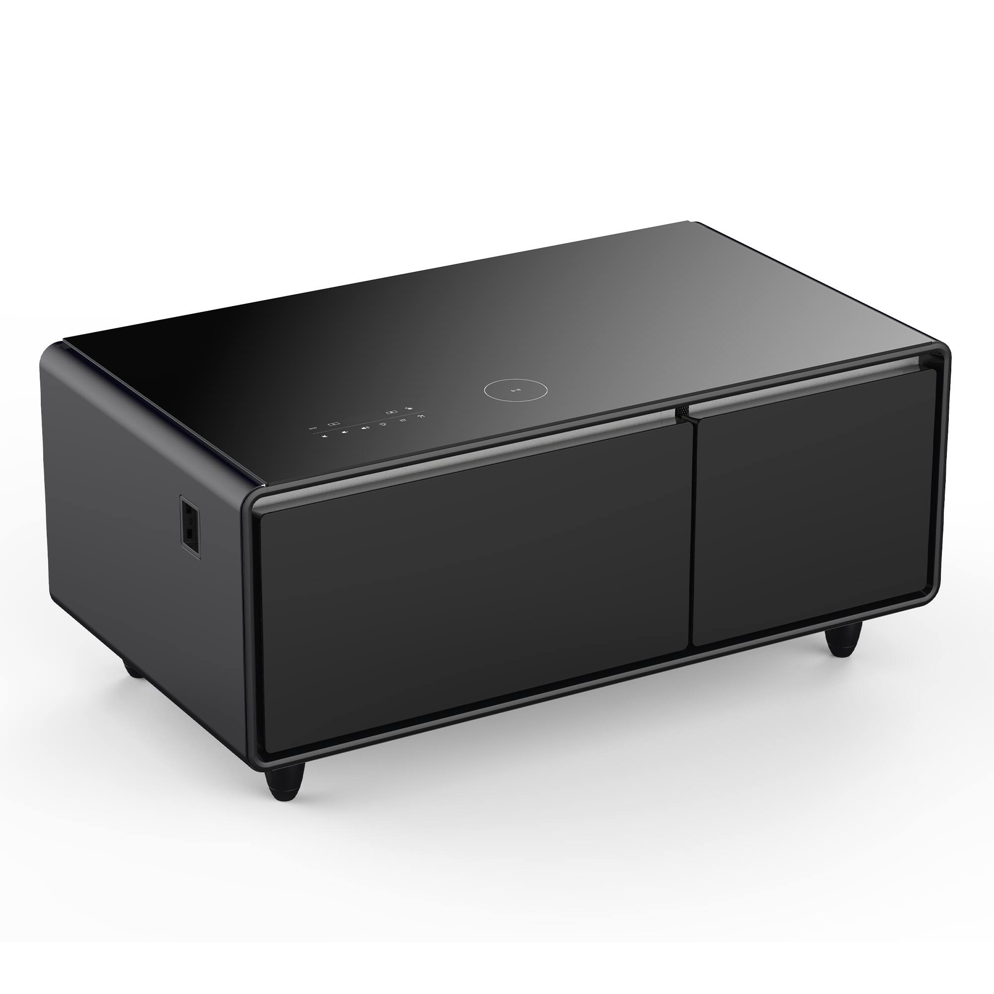 Alt View 10. Tiramisubest - Modern Smart Coffee Table with Built-in Fridge,Bluetooth Speaker,Wireless Charging,USB Interface,Atmosphere light,Black - Black.