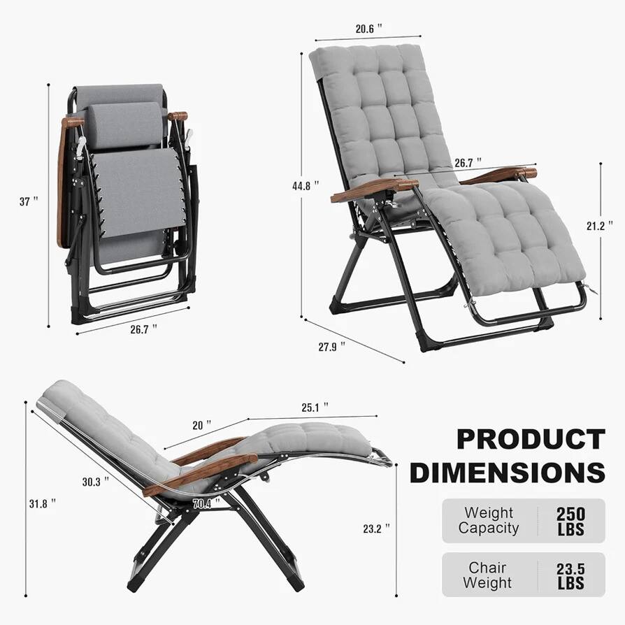 20.6"  
26.7"  
37"  
44.8"  
21.2"  
26.7"  
27.9"  
31.8"  
30.3"  
20"  
70.4"  
25.1"  
23.2"  

PRODUCT DIMENSIONS  
Weight Capacity: 250 LBS  
Chair Weight: 23.5 LBS