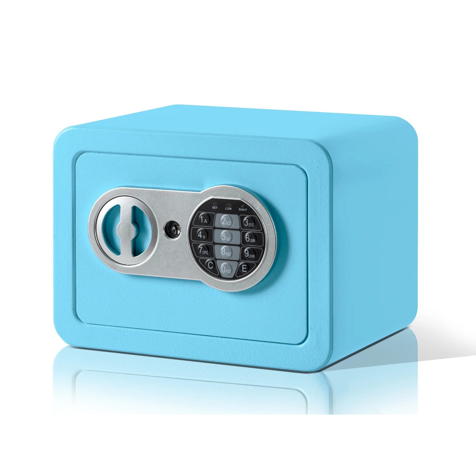 Locksworth - 0.25 Cubic Feet Electronic Digital Safe Box, Steel Money Safe Box for Home with Fireproof Money Bag for Cash Safe Hidden - Blue