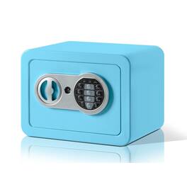 Locksworth - 0.25 Cubic Feet Electronic Digital Safe Box, Steel Money Safe Box for Home with Fireproof Money Bag for Cash Safe Hidden - Blue