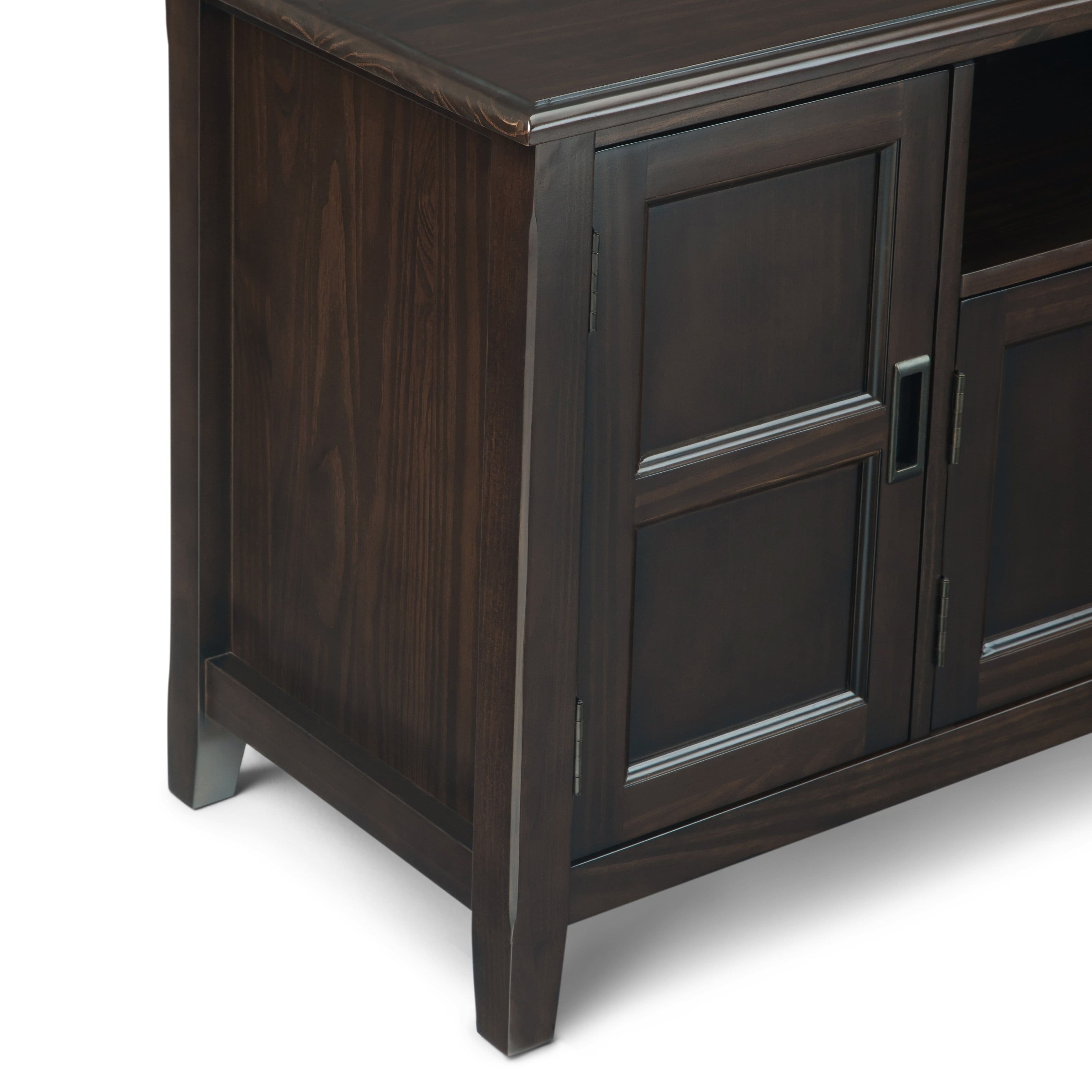 Alt View 2. Simpli Home - Burlington SOLID WOOD 72 inch TV Media Stand in Mahogany Brown For TVs up to 80 inches - Mahogany Brown.