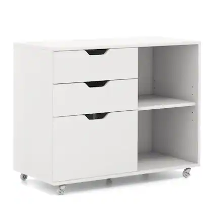 Front. SlickBlue - 3-Drawer Office Storage Cabinet with Adjustable Shelf and Wheels – Fits Letter-Size Documents - White.