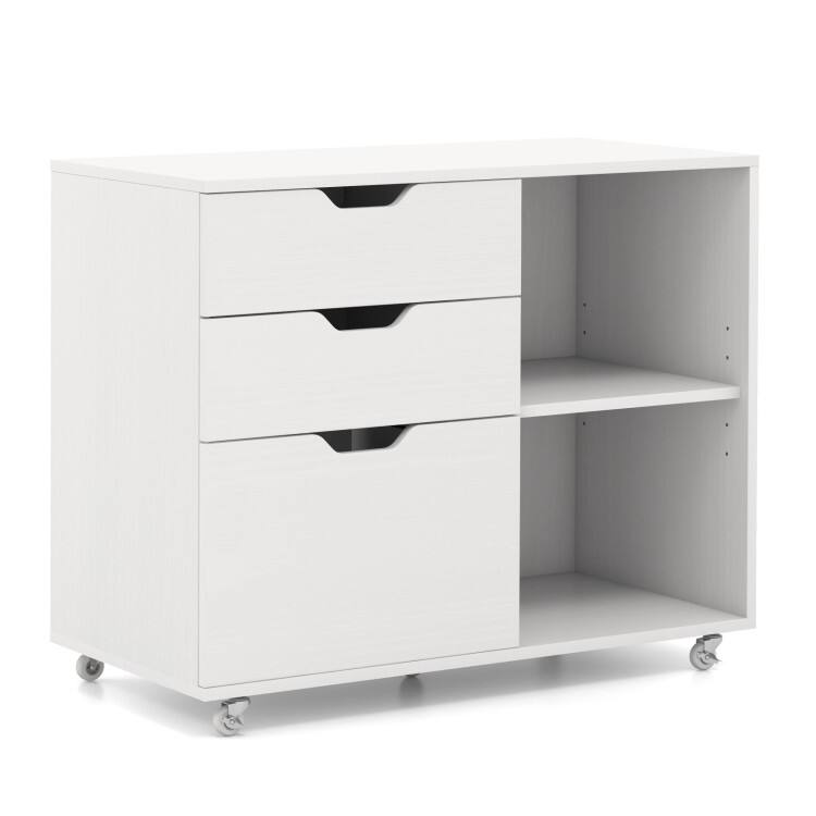 Front. SlickBlue - 3-Drawer Office Storage Cabinet with Adjustable Shelf and Wheels – Fits Letter-Size Documents - White.