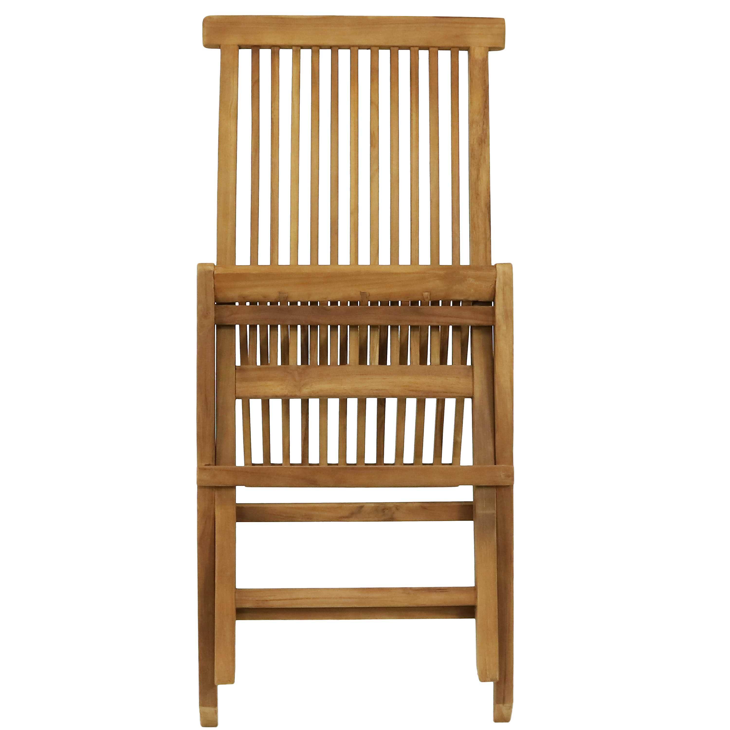Alt View 9. Sunnydaze - Hyannis Solid Teak Wood Folding Slat-Back Patio Chair - Light Brown.