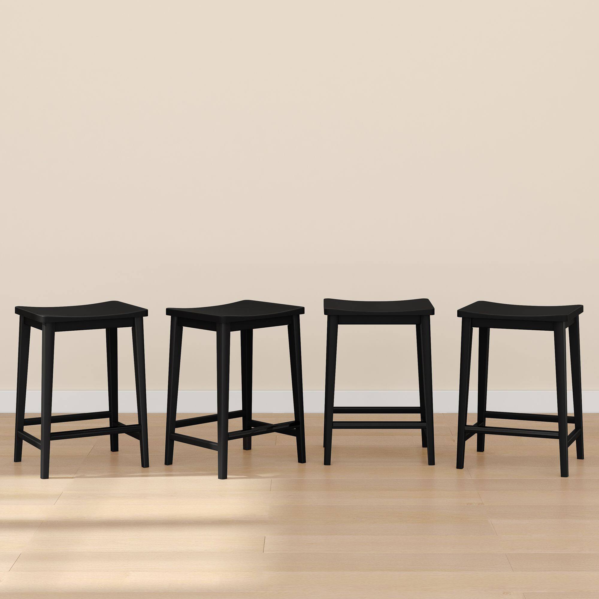 Front. Plank+Beam - Smythe Stool Counter Height, (24in) - 4 pack, Black - Black.
