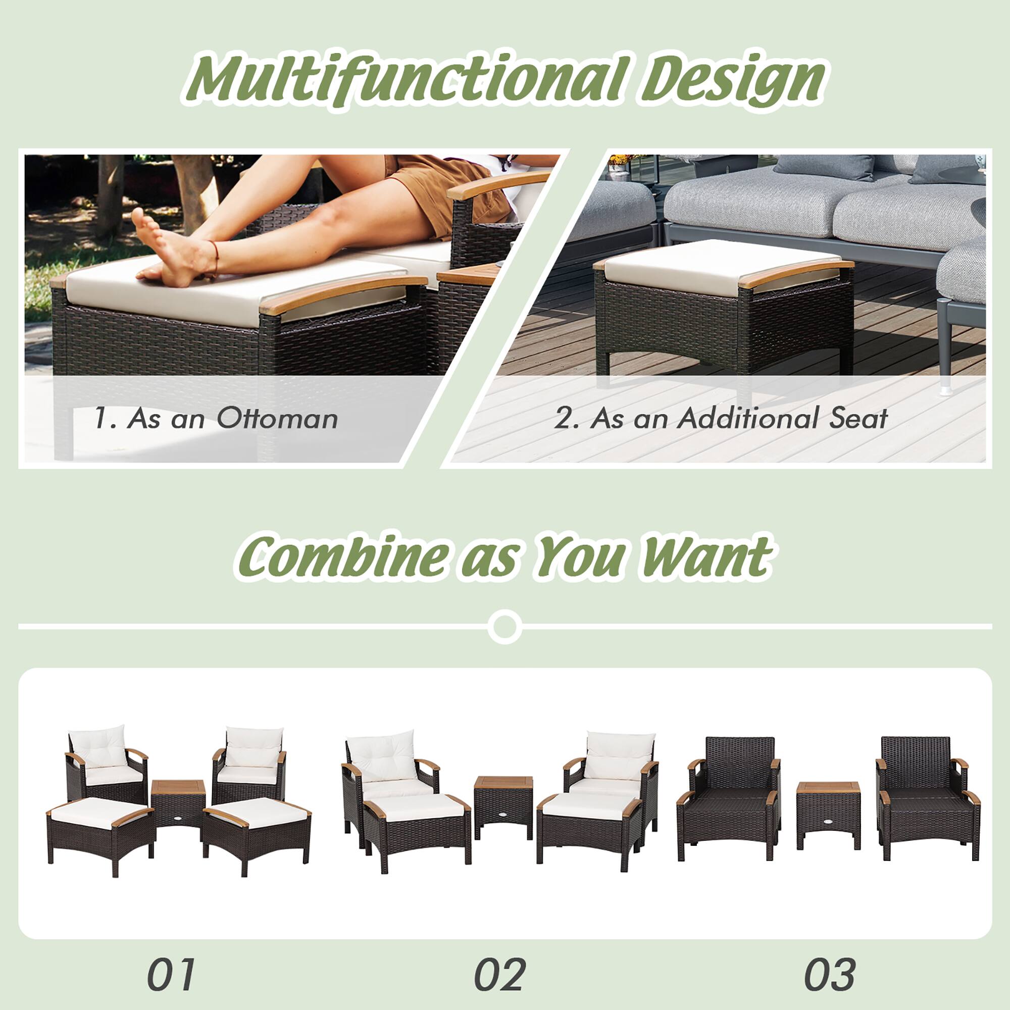 Multifunctional Design
1. As an Ottoman
2. As an Additional Seat
Combine as You Want
01 02 03