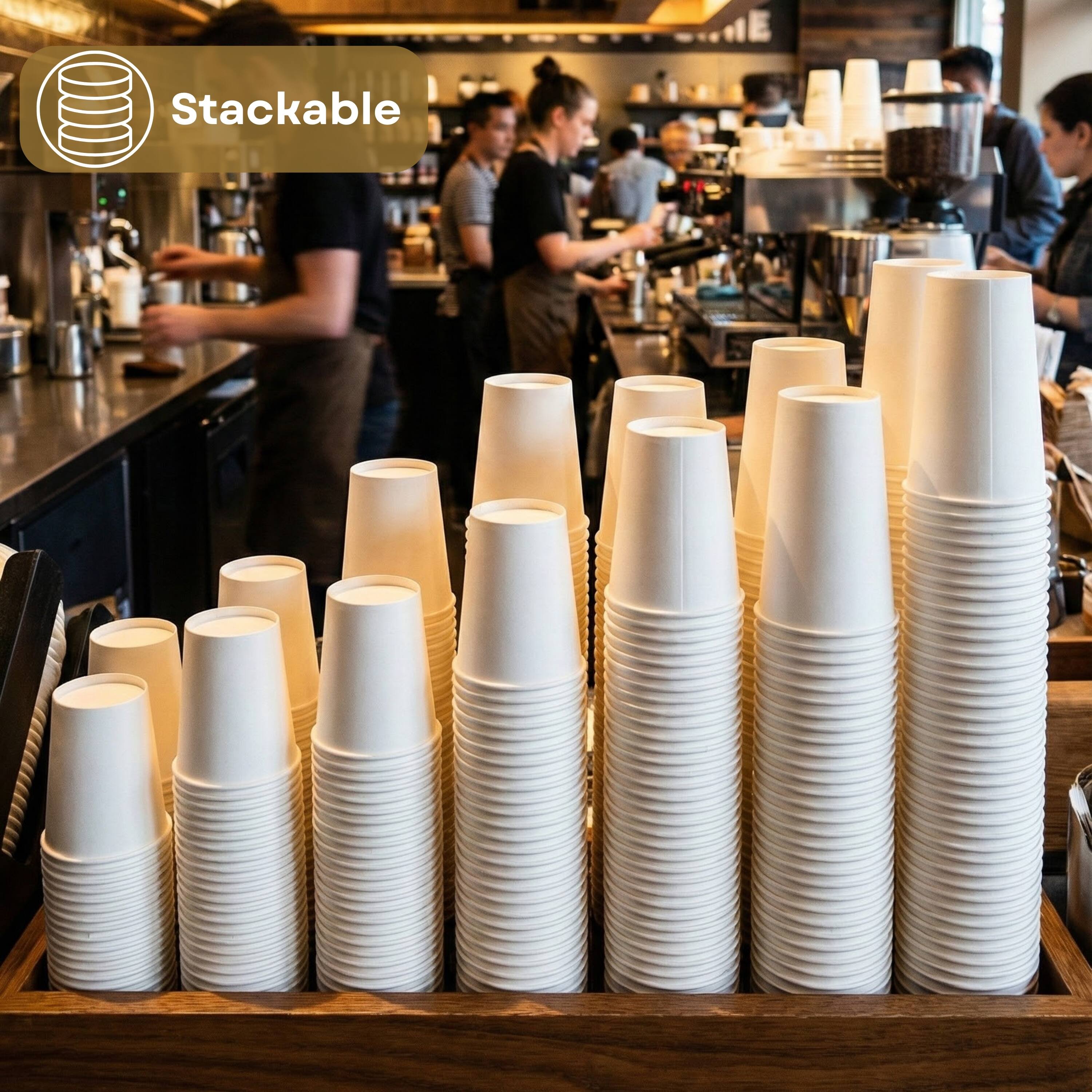 Alt View 5. Eco Harmony Products - Paper Cup (Single Wall), 90mm, White, 10oz, 1000-Pack - White.