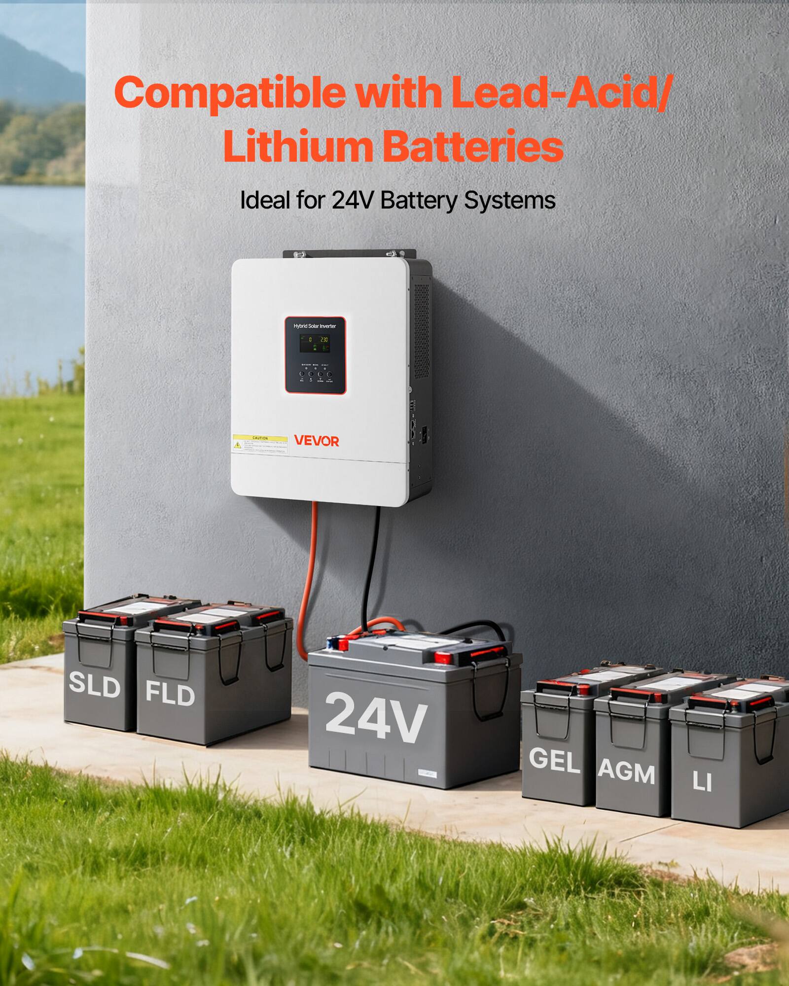 VEVOR 4000W Hybrid Solar Inverter, 24V DC to 230V AC, Pure Sine Wave ...