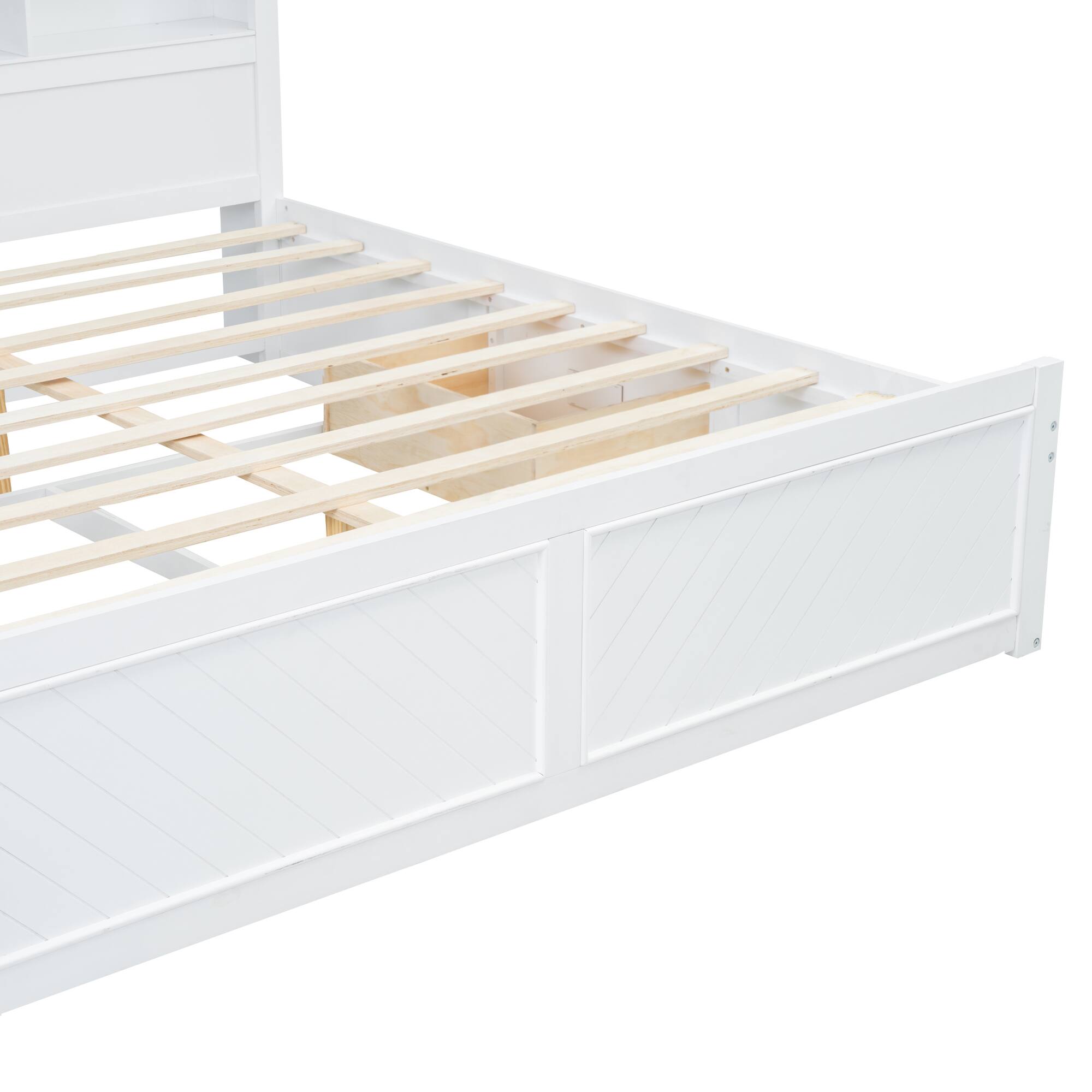 Alt View 9. Tiramisubest - King Size Wood Platform Bed with Multi-storage Headboard, USB and Drawers, White - White.