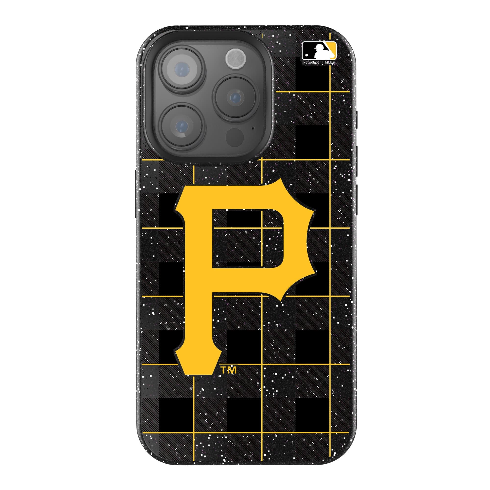 Keyscaper - MLB - Pittsburgh Pirates Plaid Bling iPhone Case - 14 Pro Max - Black