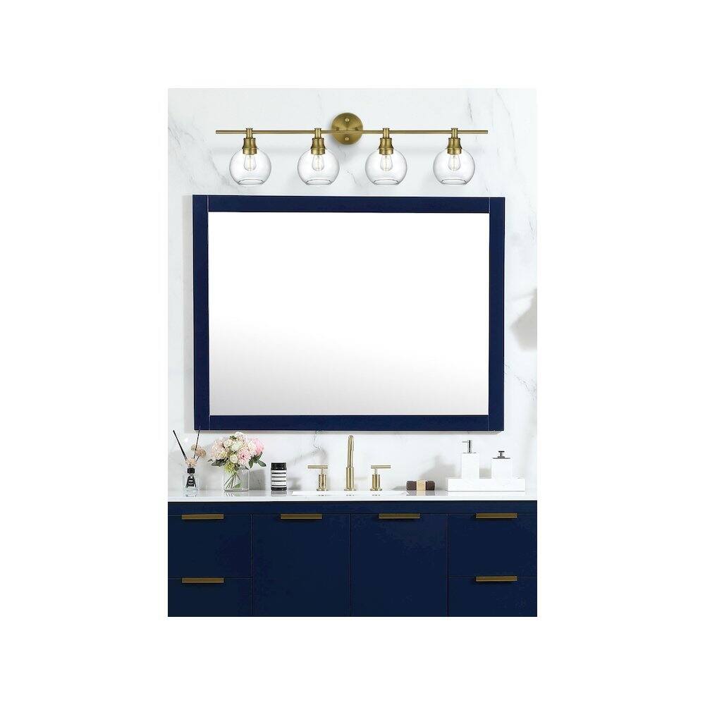 Alt View 4. Living District - Collier 4 Light Satin Gold and Clear Glass Wall Sconce - Satin Gold.