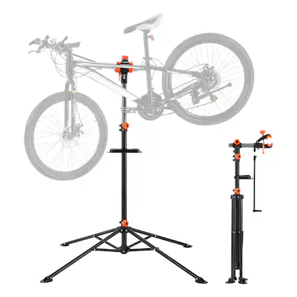 Front. VEVOR - Bike Repair Stand, 80 lbs Heavy-duty Steel Bicycle Repair Stand, Adjustable Height Bike Maintenance Workstand - Black.