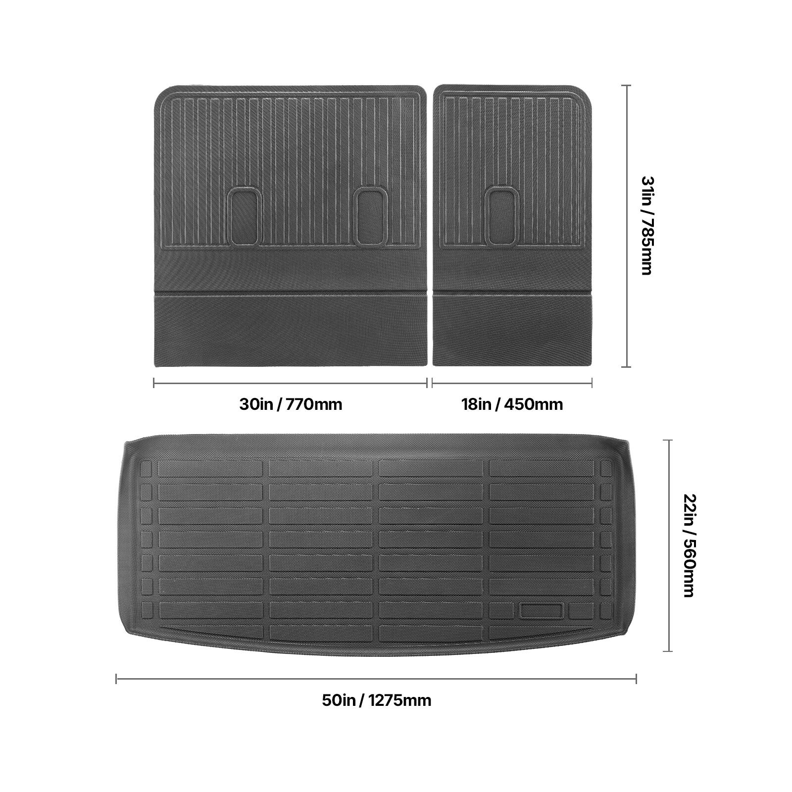 31in / 785mm  
30in / 770mm  
18in / 450mm  
22in / 560mm  
50in / 1275mm