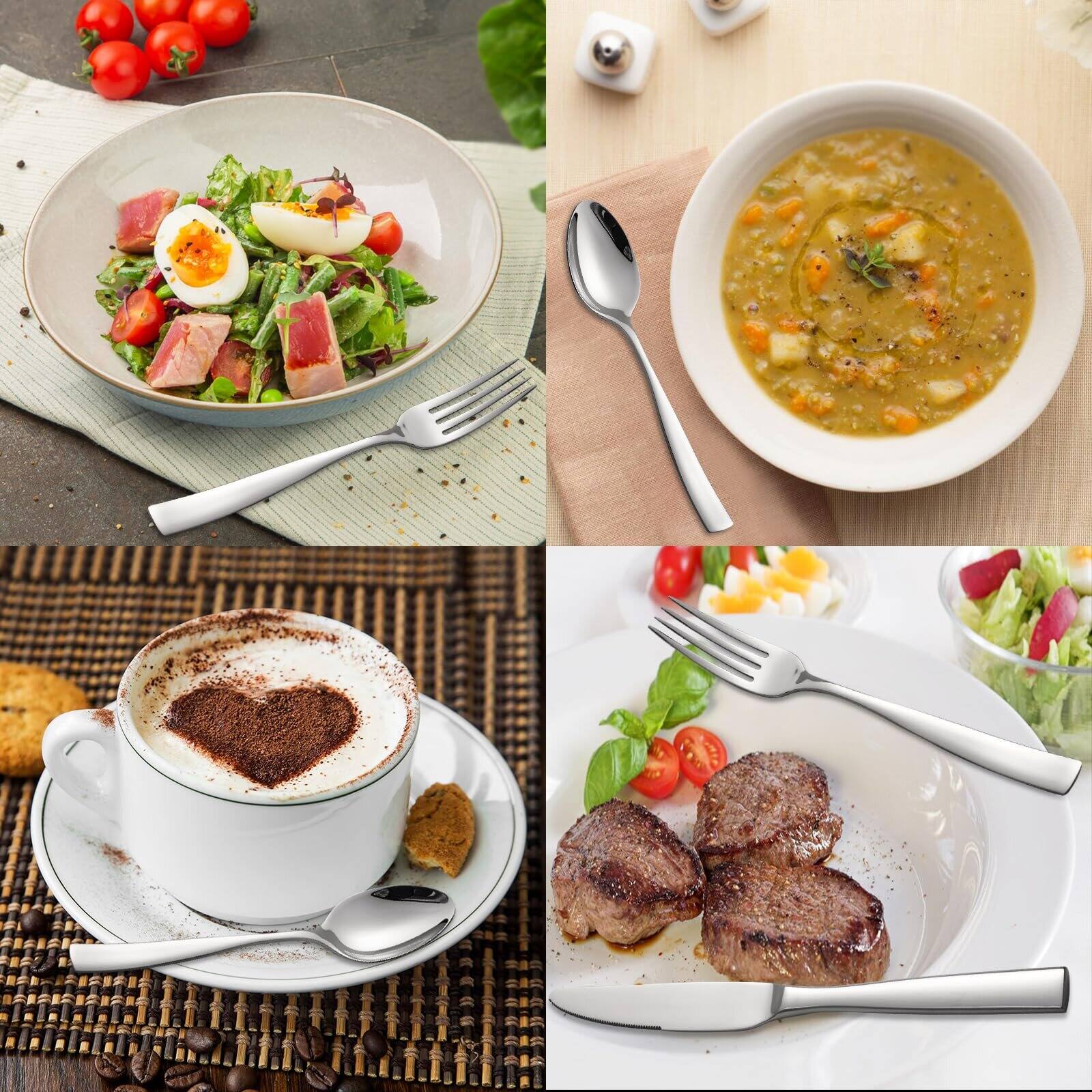 Back. Dazzed Corner - Silverware Set for 4, 20 Piece Heavy Duty Silverware Flatware Set - Silver.