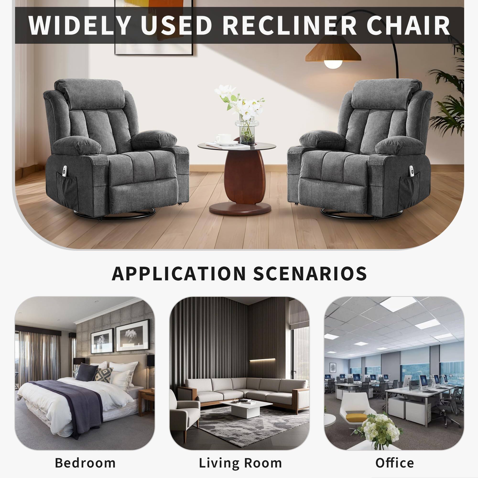 WIDELY USED RECLINER CHAIR

APPLICATION SCENARIOS

Bedroom

Living Room

Office