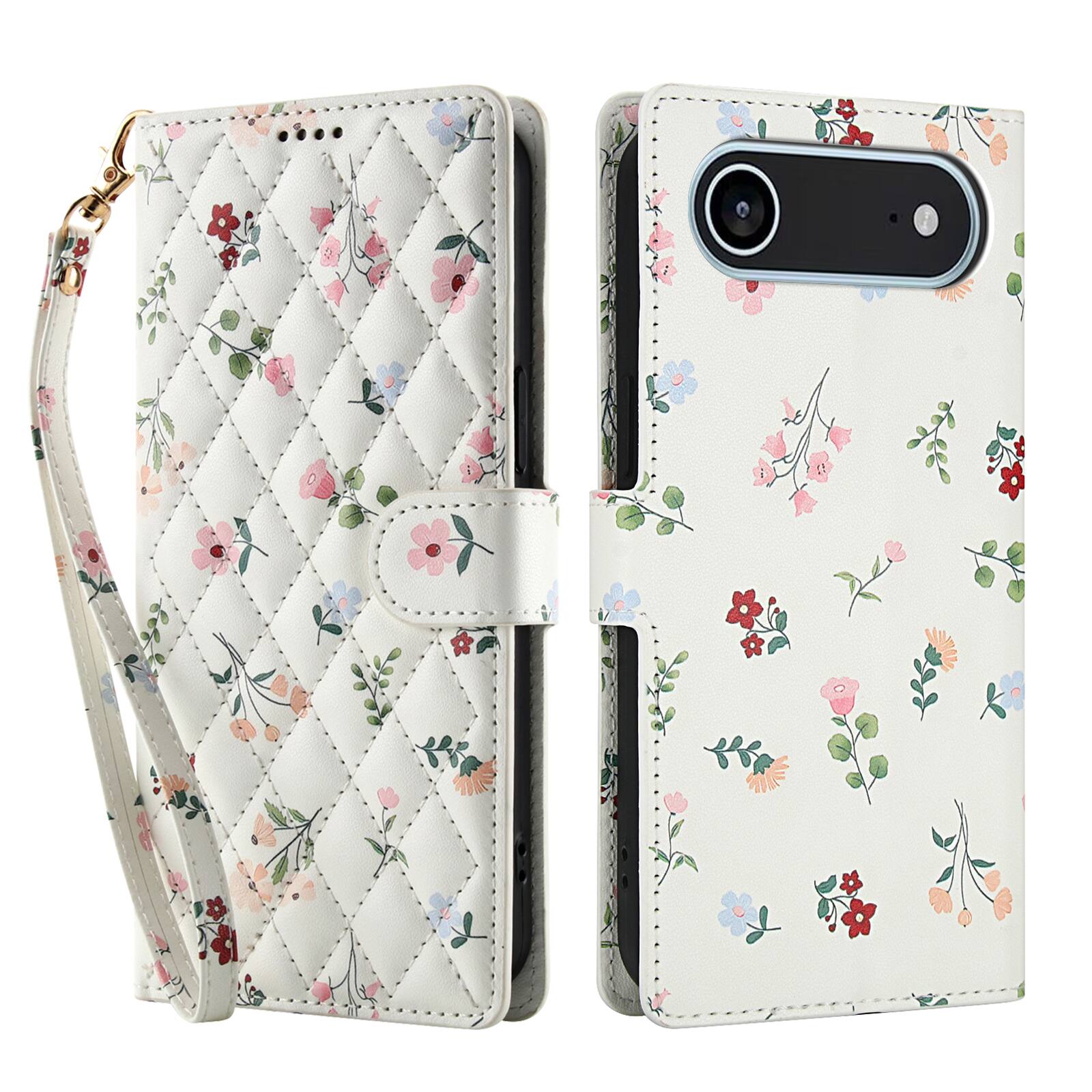 Angle. Dteck - Shockproof Floral Wallet Case for Apple iPhone Air, Premium PU Leather Protective Flip Cover with Card Slots Wrist Strap - A.