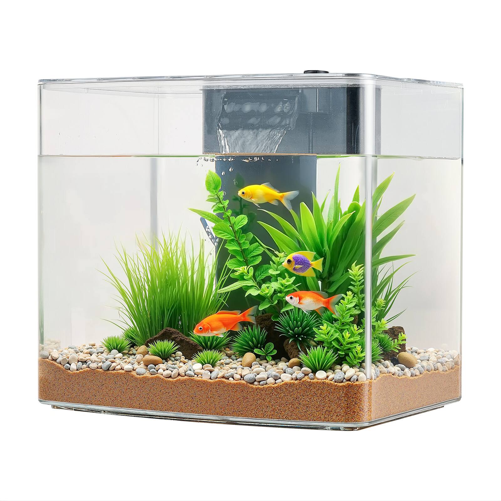 Angle. HOMLUX - 3.5 Gallon Fish Tank Aquarium Smart Arch Clear GPPS 3 Color Self Cleaning - Black.