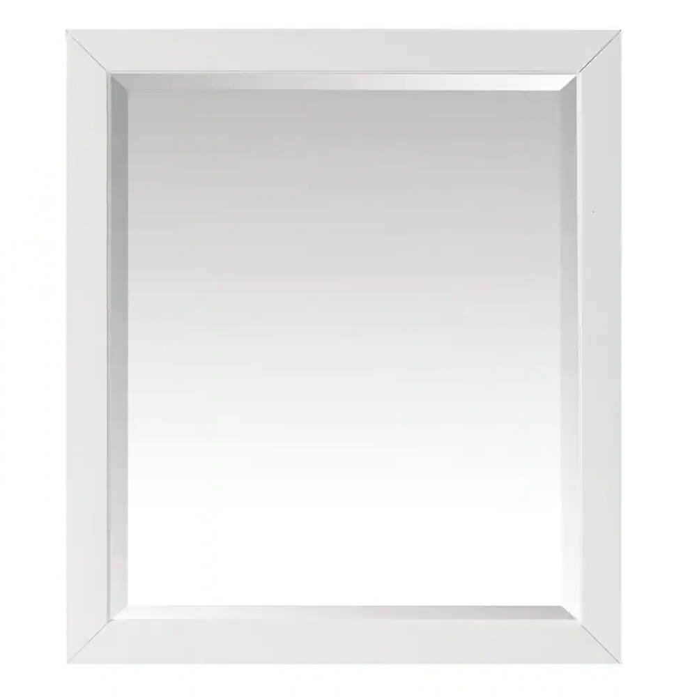 Left. Hivvago - 32-in x 28-in Bathroom Wall Mirror with White Solid Wood Frame - white.