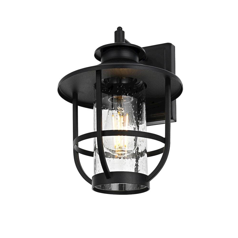 Left. Elegant Lighting - Janney 7 inch Outdoor Pendant in Black - Black.
