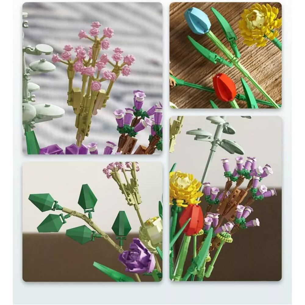 Alt View 3. Contixo - Contixo Tulip Bouquet Floral Building Blocks Set.