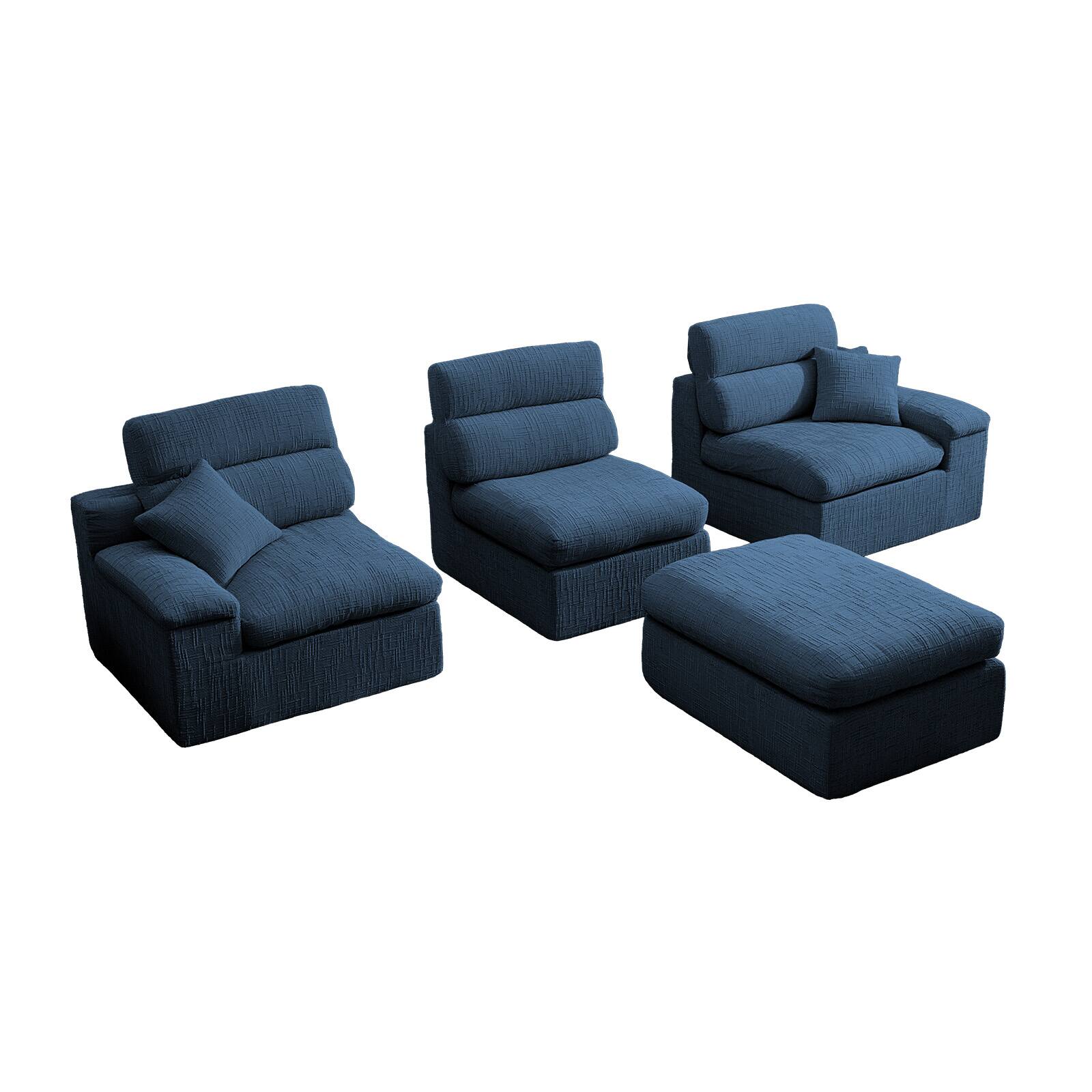Alt View 1. Anysun - L-Shape Chenille Corner Chaise Sofa with High Backrest - Compressed Sponge, No Assembly for Living Room & Apartment - Dark Blue.