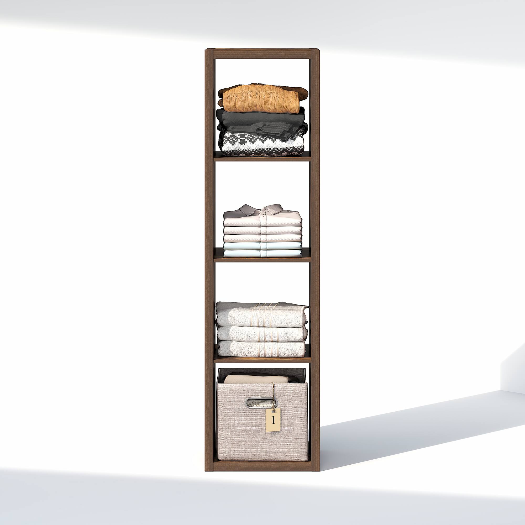 Alt View 3. Furinno - CUBIC Closet Organizers, 4-Cube Modular Organizer, Open Shelf, Extra Thick Frame, for Wardrobe, Bedroom, Living Room - Amber Pine.
