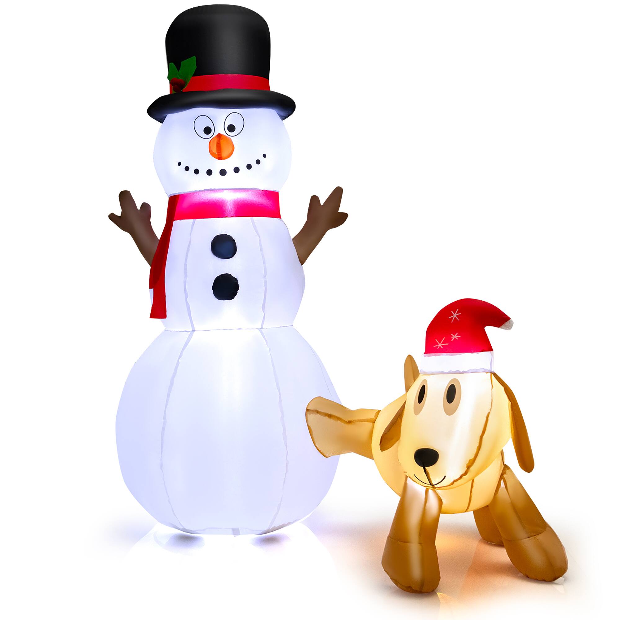 Alt View 20. Costway - 6 FT Tall Inflatable Snowman and Dog Set Christmas Decoration w/ LED Lights - Multicolor.