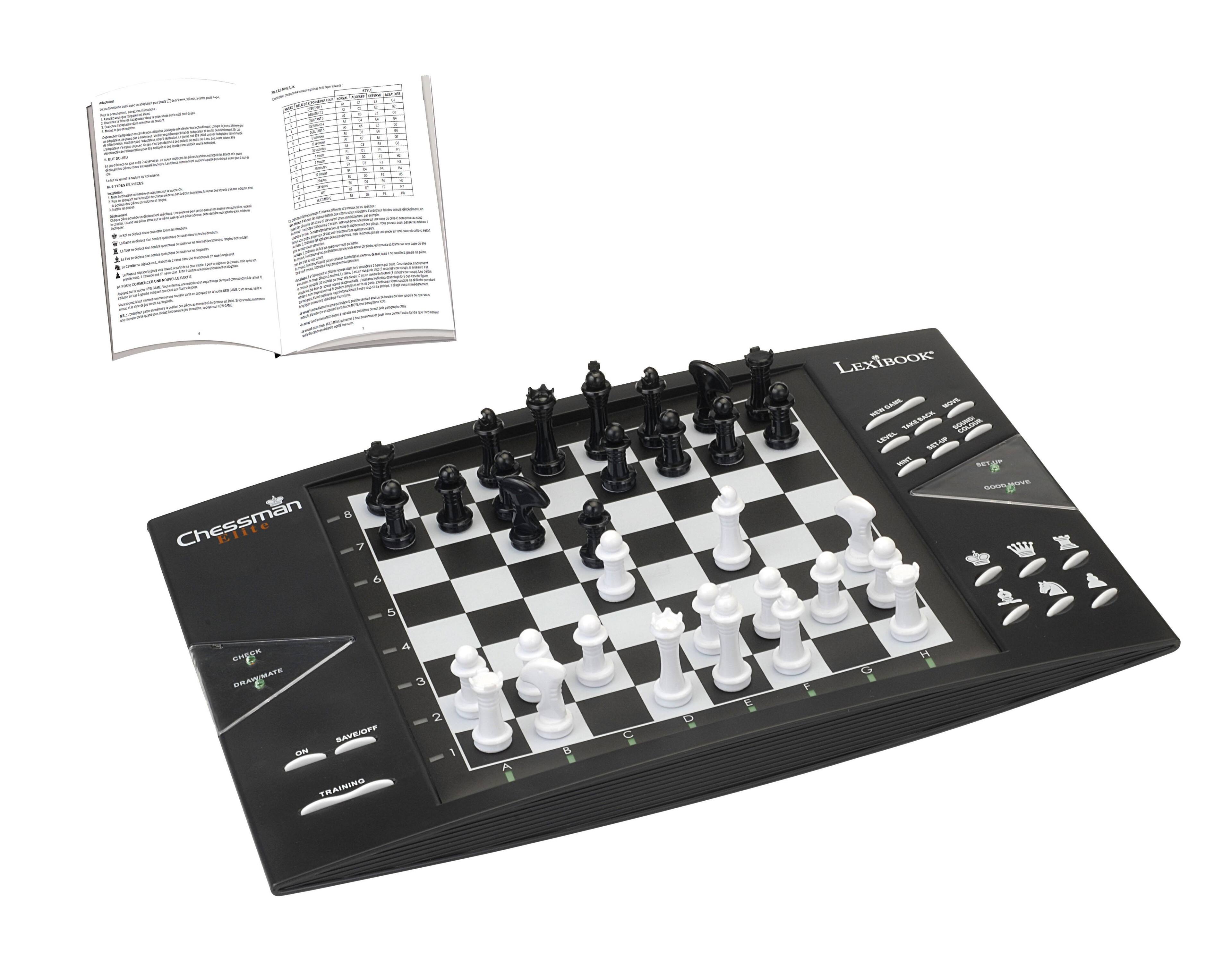 Chessman Elite 7 - 6 LexiBook LAML - sn TARS 1S VUPT LESL SP SSA le svoooo 5 eH C GRANUMATE SAVE/SET MN TRAINING 4 3 2 1 A B C D E F H