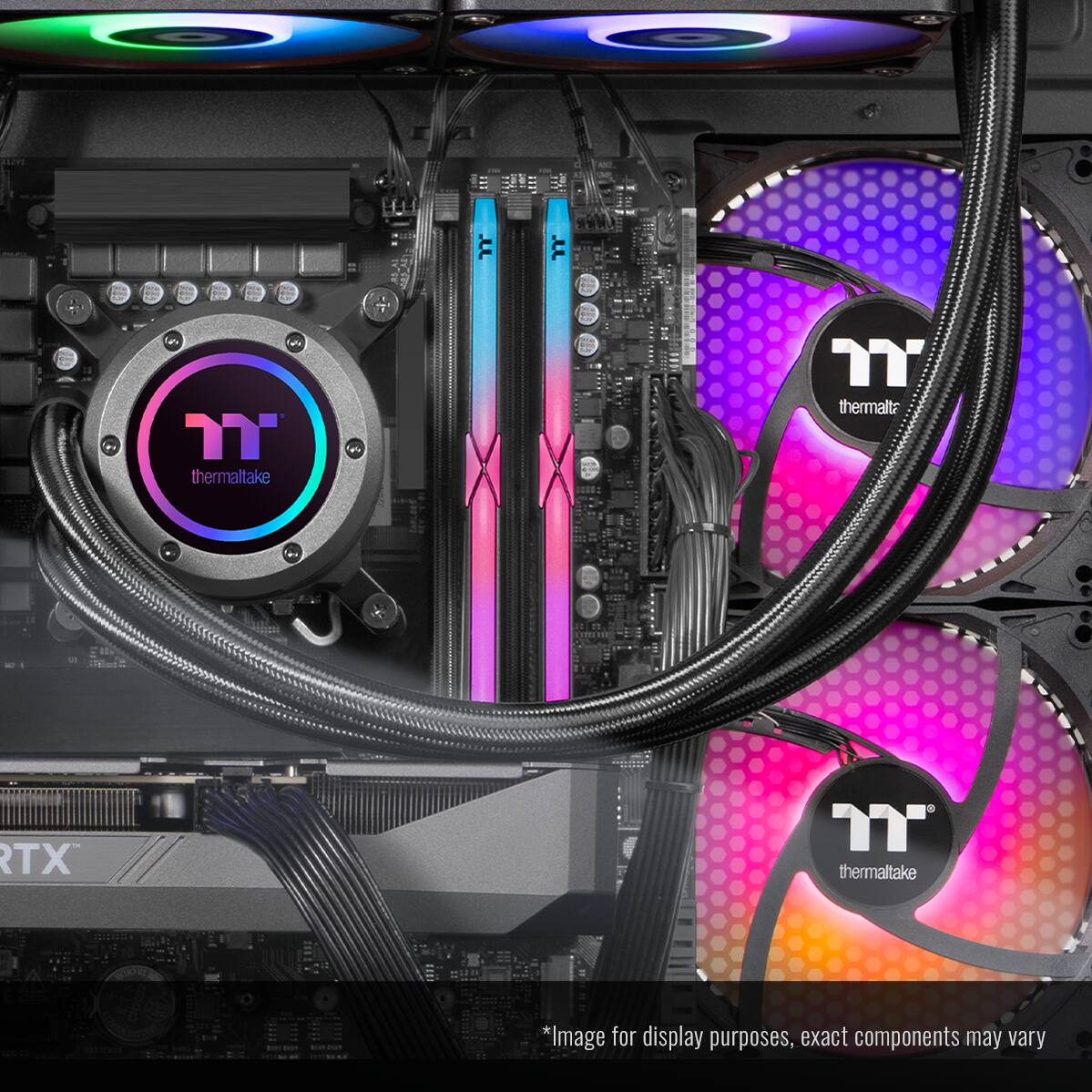 JJ.  
JJ.  
T  
thermaltake  
RTX  
thermaltake  
thermaltake  
*Image for display purposes, exact components may vary