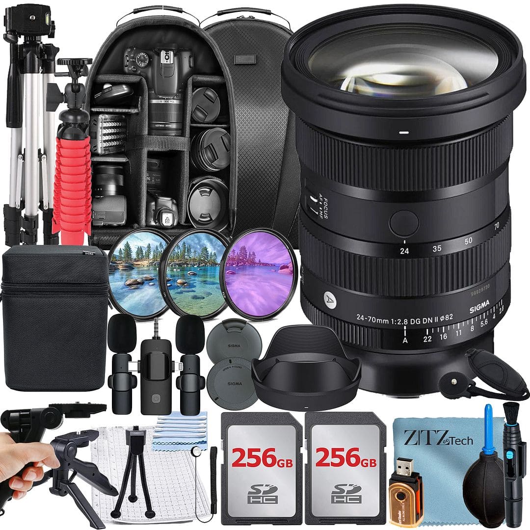 Bundle - Sigma - 24-70mm F2.8 DG DN II Art Lens for Sony E-Mount + 2x 256GB Memory Card + Backpack + Tripod + ZeeTech - Black price history on PriceWatchPro