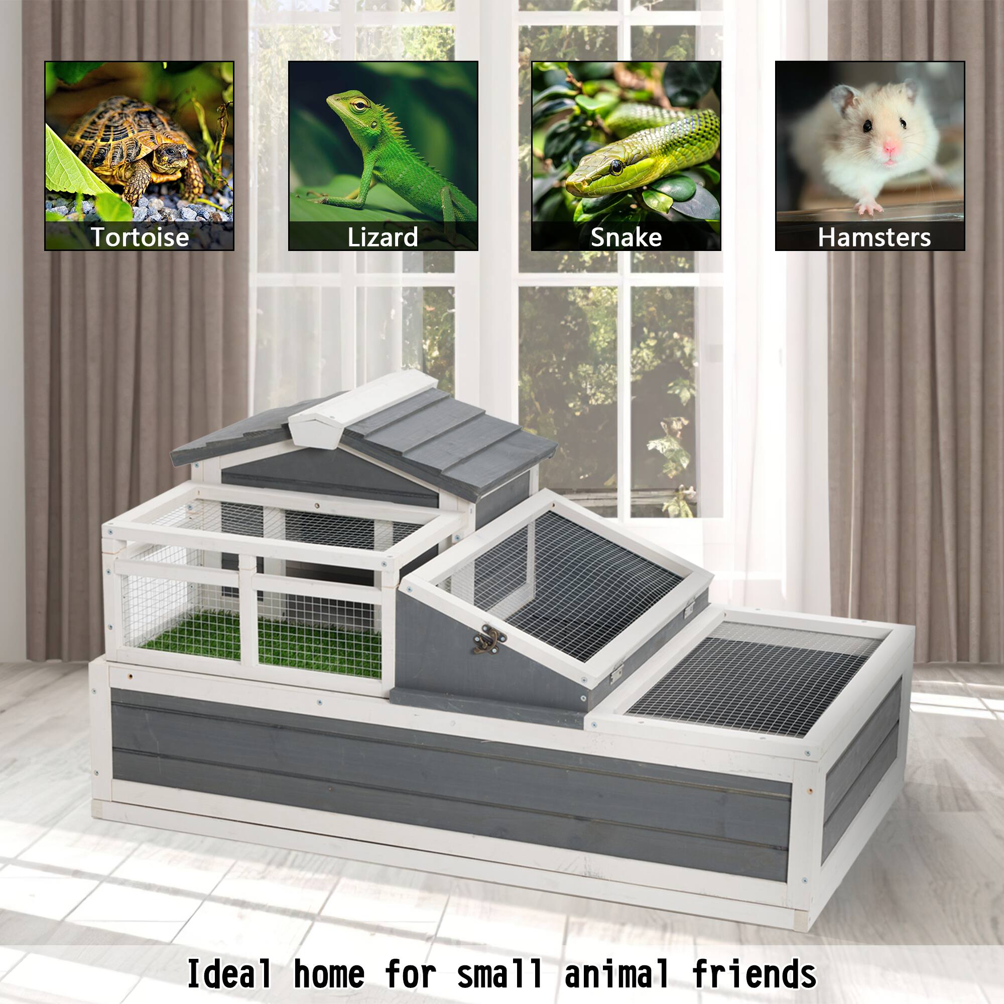 Photo inspiration: Tortoise Hamster Cage Habitats With Enrichment Toys Reference: Aprilsoul Tortoise House Habitat With Turf Balcony Wooden Tortoise
