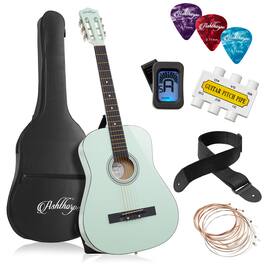 Ashthorpe - Beginner Acoustic Guitar Package - Starter Kit - Mint Green