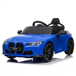 BreeBe - BMW M4 12V Kids ride on Car with 2.4G Remote, 3 Speeds, USB, MP3, Bluetooth, LED Lights, Power Display, Ages 3+ - Blue