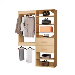 Roomtec - 49 in Wood Modular Closet System Unit-Customizable Wall Mounted Walk-In Closets for Bedroom or Walk-in Closet - Wood