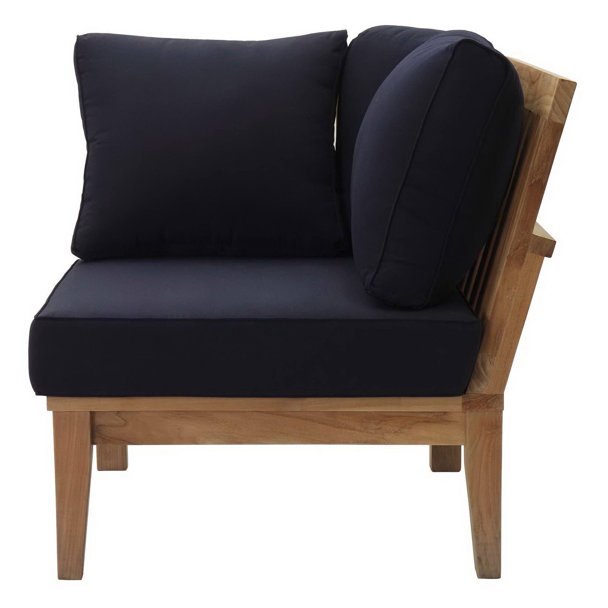 Back. Modway - Marina Outdoor Patio Teak Corner Sofa by Modway - Natural Navy.