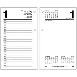 AT-A-GLANCE - 2026 6" x 3.5" Daily Calendar Refill Pages - White/Black