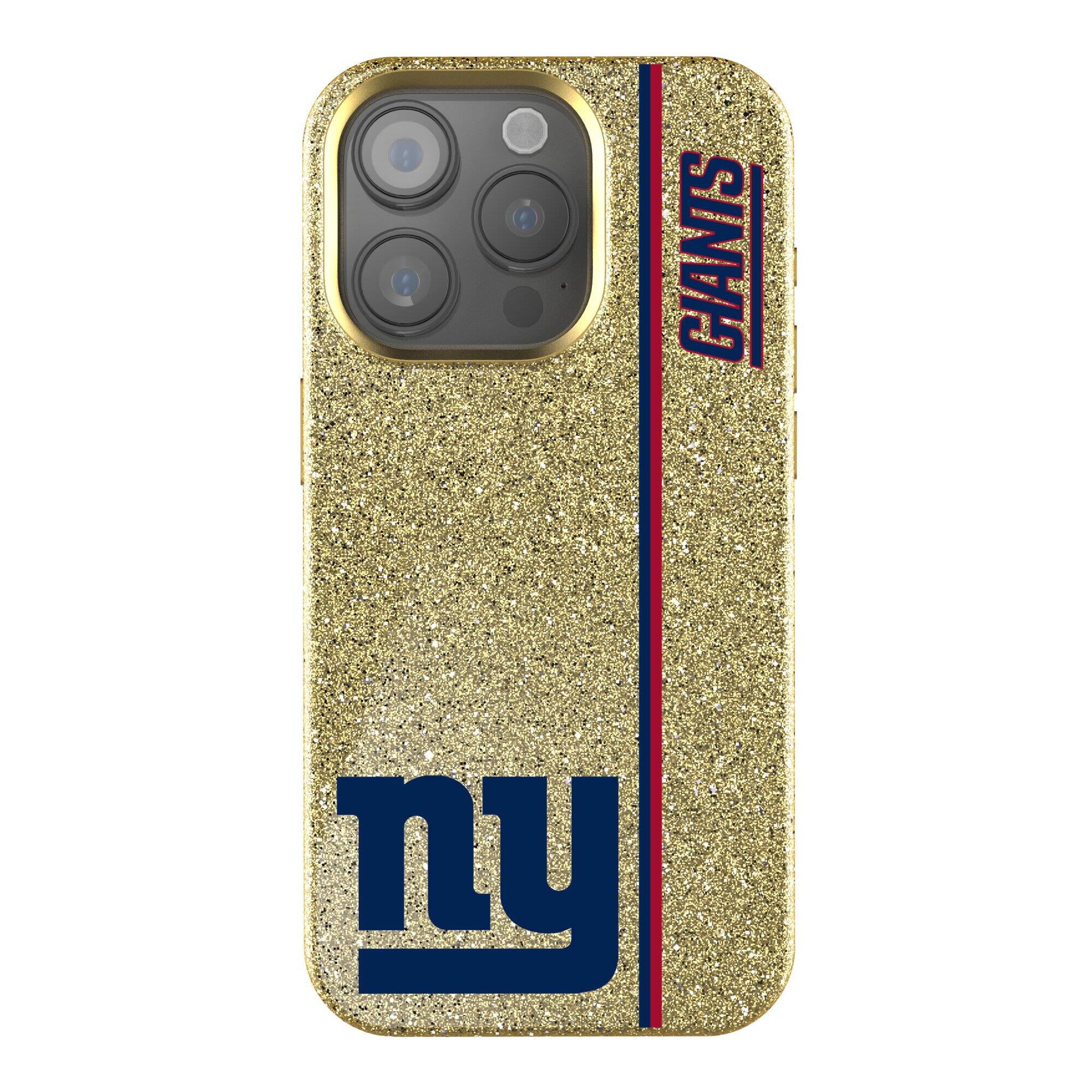 Front. Keyscaper - Gold New York Giants iPhone Bling Case - 14 Pro - Gold.