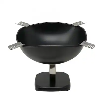Front. Prestige - Smokin Ash' Raised Quadrangle Cigar Ashtray (Black Matte) - Powder Coat Matte Black.
