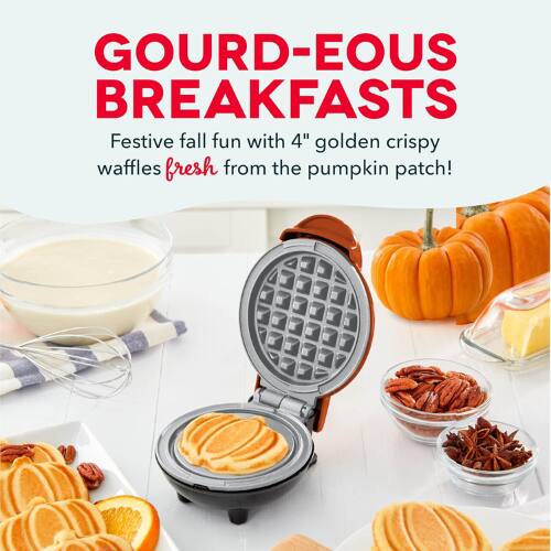 GOURD-EOUS BREAKFASTS  
Festive fall fun with 4" golden crispy waffles fresh from the pumpkin patch!