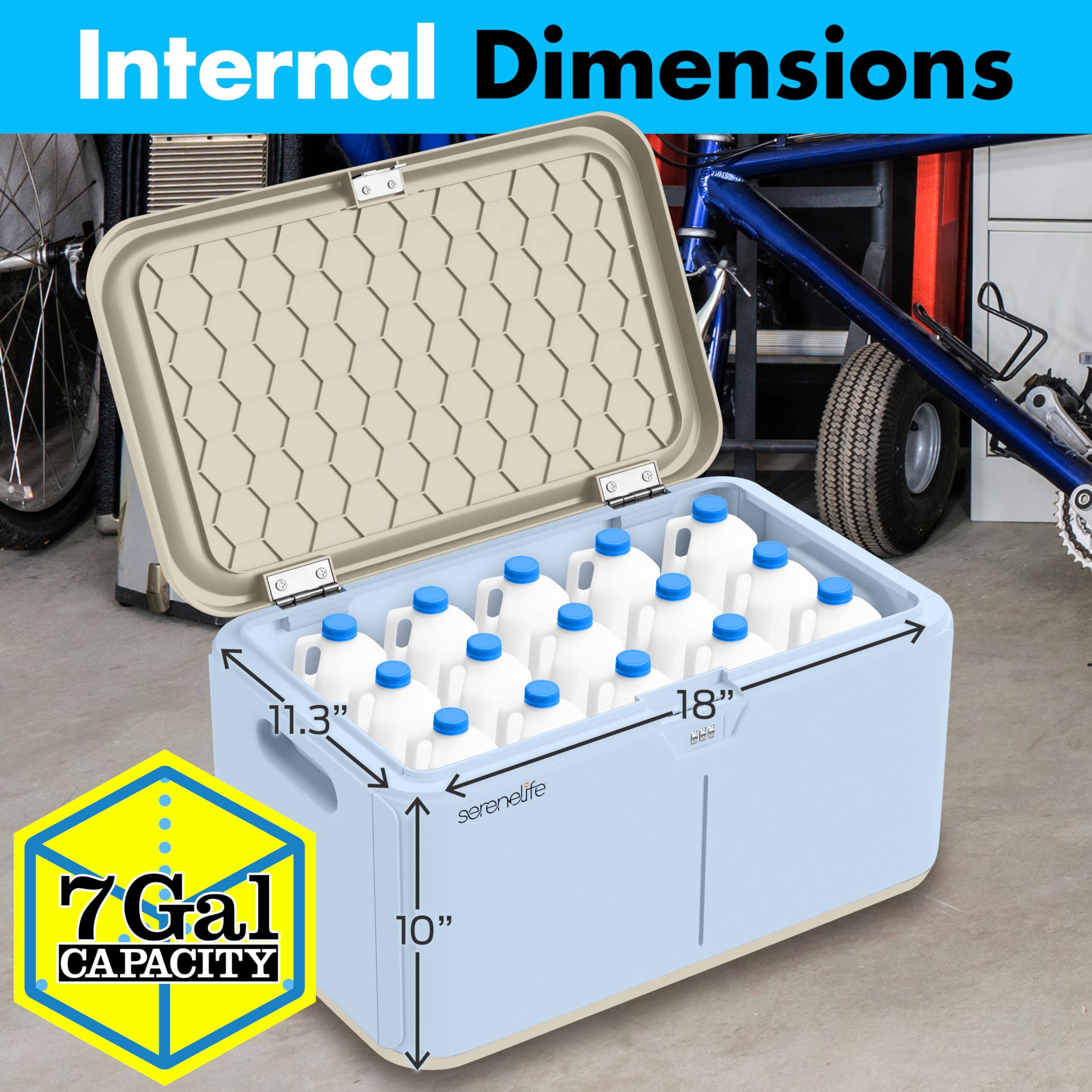 Internal Dimensions

- 11.3"
- 10"
- 18"

7 Gal Capacity