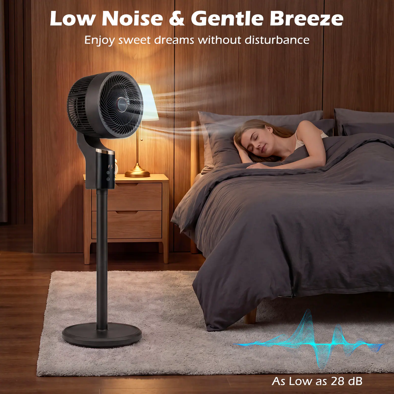 Low Noise & Gentle Breeze  
Enjoy sweet dreams without disturbance  
As Low as 28 dB