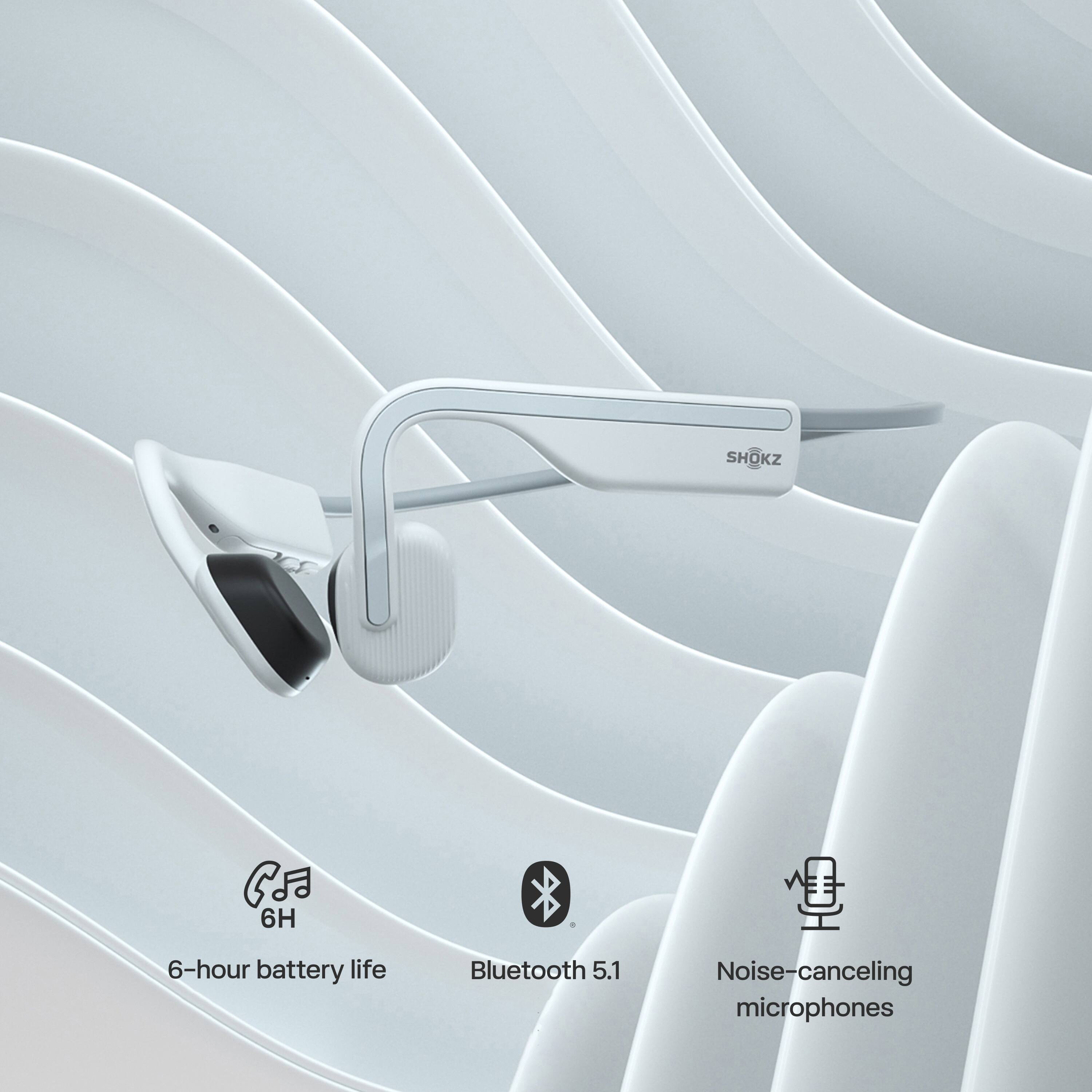 SHOKZ
- 6-hour battery life
- Bluetooth 5.1
- Noise-canceling microphones