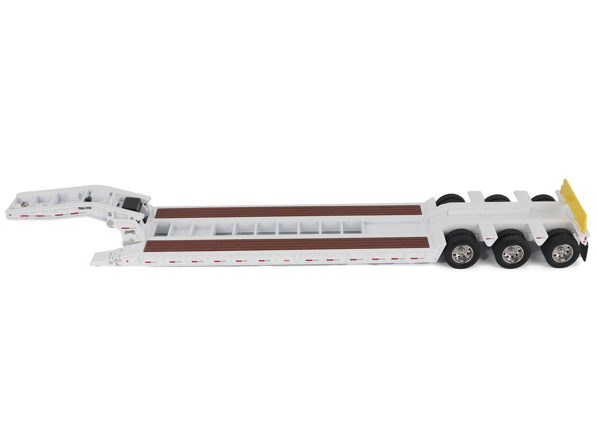 Angle. Diecast Masters - Trail King TK120 Hydraulic Detachable Gooseneck Lowboy Trailer White (Regular Version) "Transport Series" 1/50 Diecast - White.
