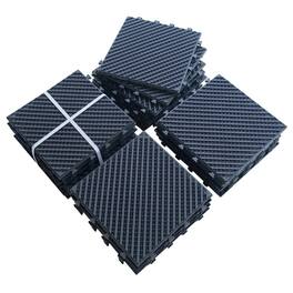 APRILSOUL - 36pcs 12x12in Composite Interlocking Deck Tiles Striped Plastic Dark - Gray