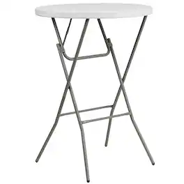 Alamont Home - Elon 2.6-Foot Round Plastic Bar Height Folding Event Table - Granite White