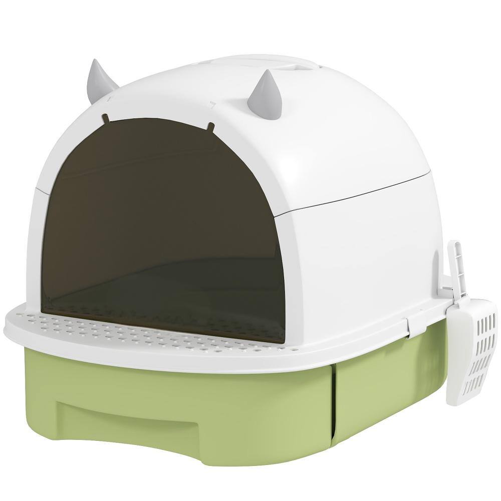 Alt View 2. APRILSOUL - Green Cat Litter Box with Lid Scoop Deodorizing Bags - Green.