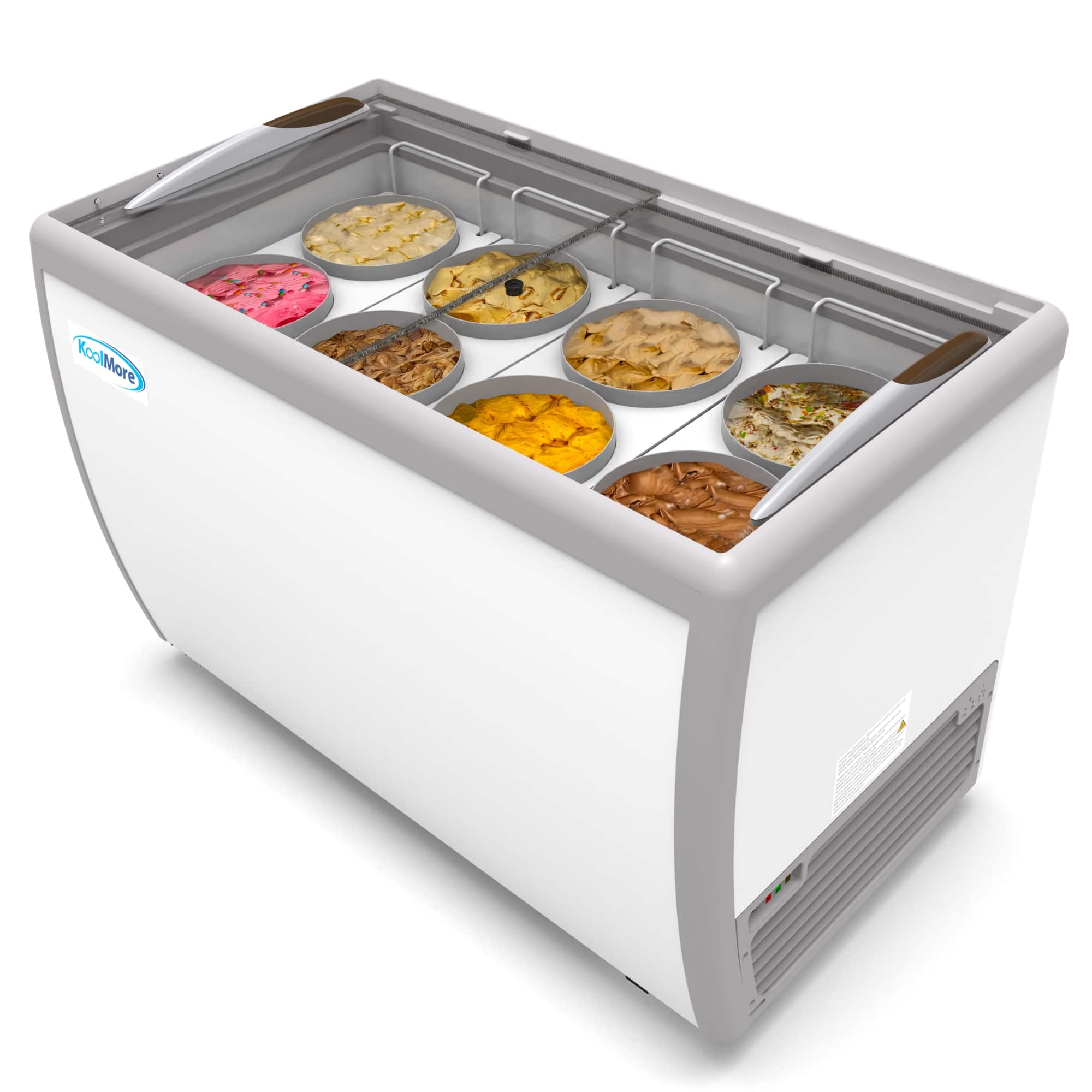 Koolmore - 50 in. 8 Tub Ice Cream Dipping Cabinet Display Freezer with Sliding Glass Door, 13 cu. ft. KM-ICD-49SD - White