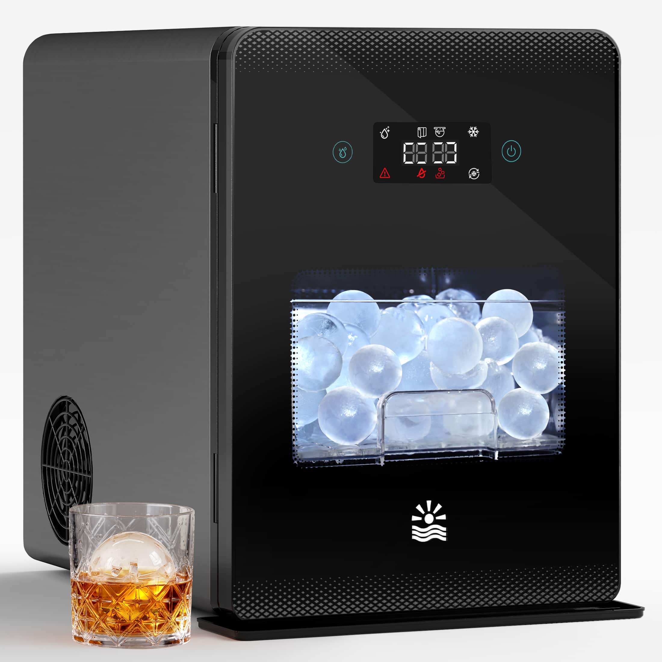 Etust - Ice Ball Maker Machine with Ice Scoop & Self-Cleaning - 188 Pcs/24h, Sphere Ice Maker for Home/Bar/Party - Black